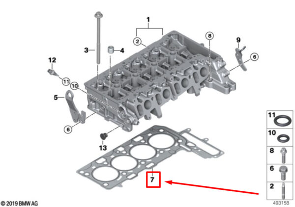 11128513700 - BMW X4 G02 Engine Cylinder Head Gasket 8513700 11128513700 ORIGINAL