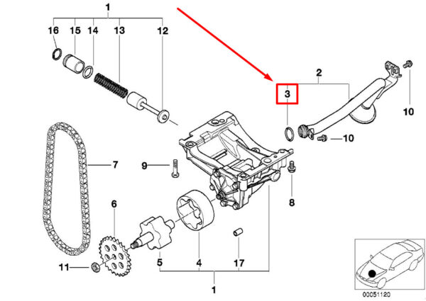 11417507429 - NEW BMW X3 E83 OIL PUMP PICKUP TUBE O-RING 11417507429 7507429 ORIGINAL