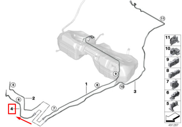 16117449033 - BMW 3 G20, G28 Front Fuel System Scavenging Line 16117449033 7449033 ORIGINAL