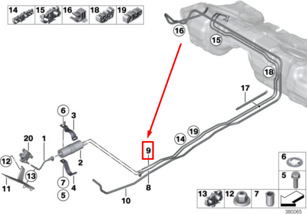 16127271020 - BMW 2 Cabrio F23 Fuel Return Line 7271020 16127271020 ORIGINAL