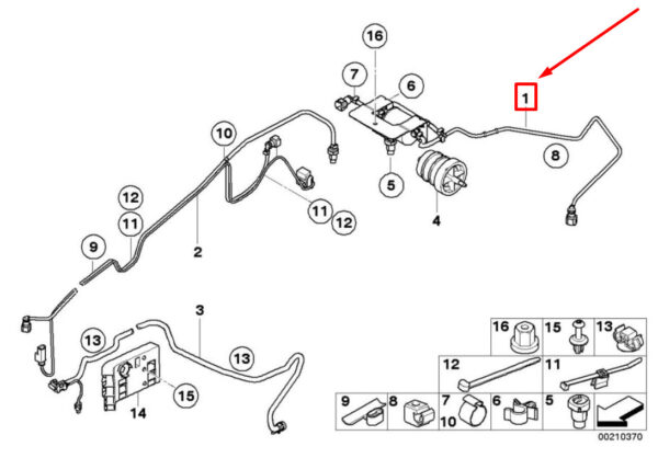 16197205043 - BMW X5 E70 Fuel Line 7205043 16197205043 ORIGINAL