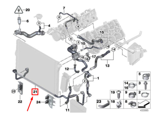 17127600132 - BMW 7 F01, F02 Coolant Hose 17127600132 7600132 ORIGINAL