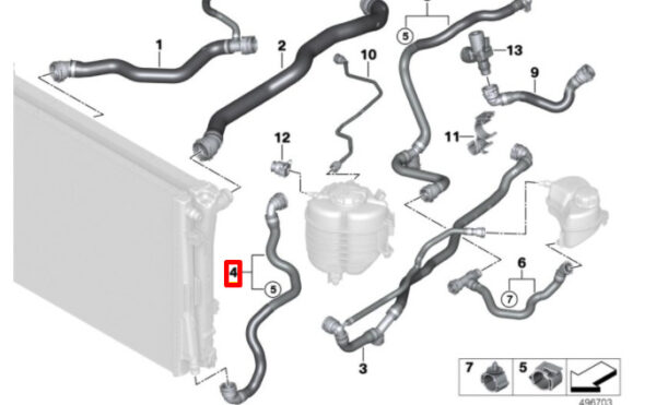 17128653610 - BMW Z4 G29 Left Water Coolant Radiator Hose 17128653610 ORIGINAL