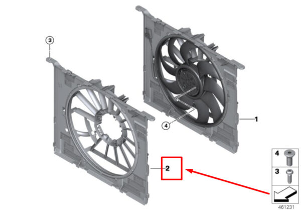 17428638430 - BMW 7 G11, G12 Fan Cowl W/Acoustic Ring 17428638430 8638430 ORIGINAL