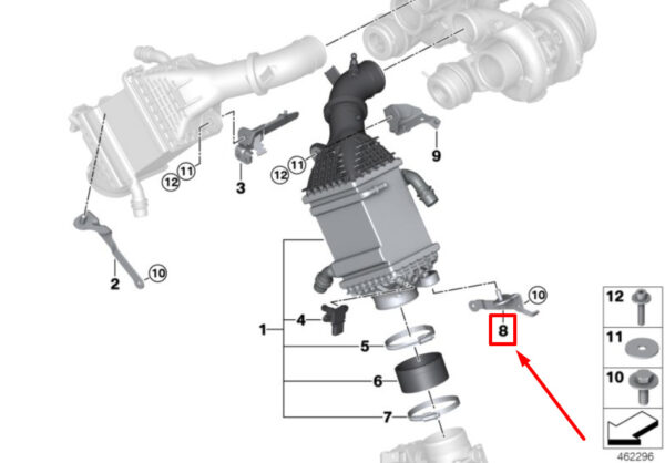 17517848095 - BMW X6 F86 Left Turbocharger Intercooler Bracket 7848095 17517848095 ORIGINAL