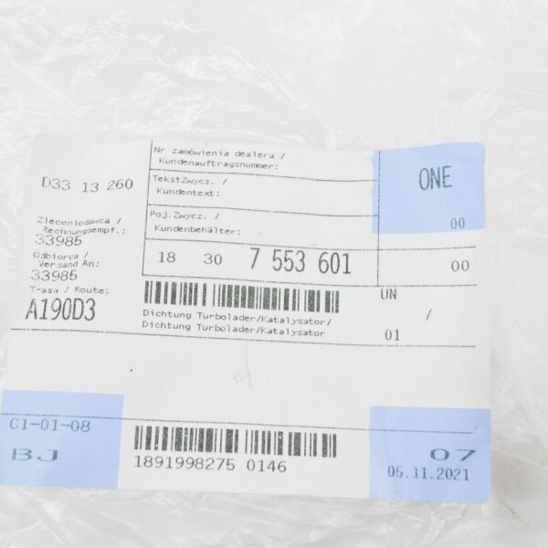 18307553601 - NEW BMW 6 F12 EXHAUST PIPE GASKET 18307553601 7553601 ORIGINAL
