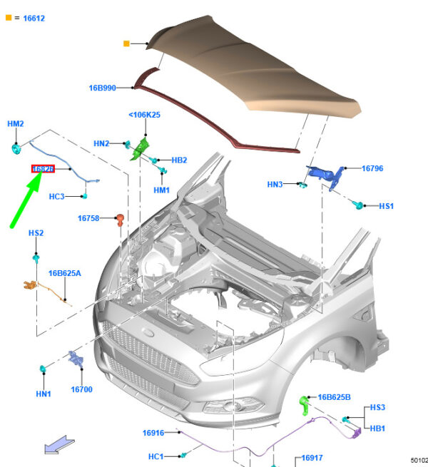 1888211 - FORD GALAXY MK3 Front Hood Stay 1888211 ORIGINAL