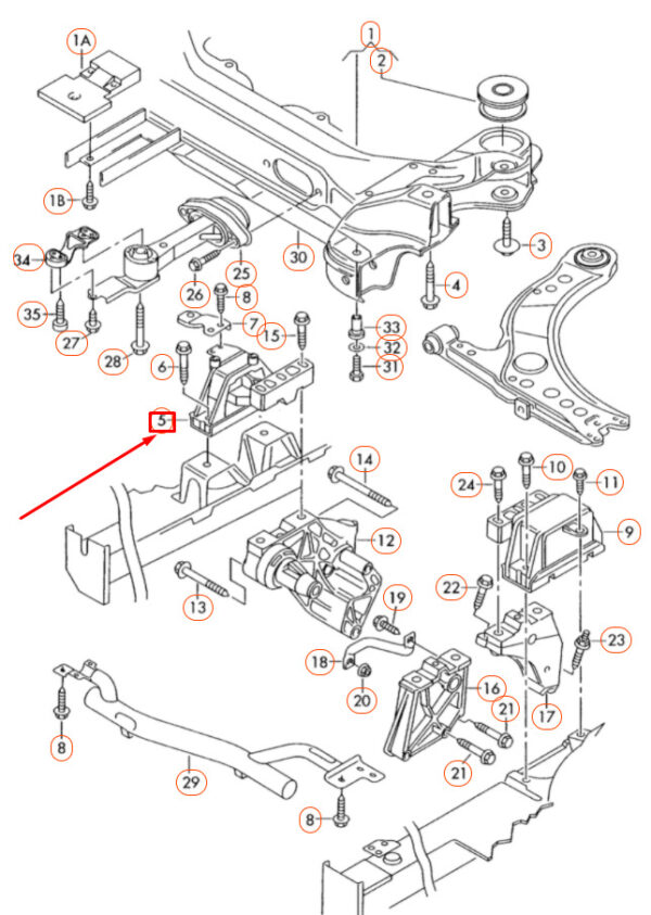1J0199262BF - NEW VOLKSWAGEN GOLF 1K MK5 RIGHT ENGINE MOUNT BRACKET 1J0199262BF
