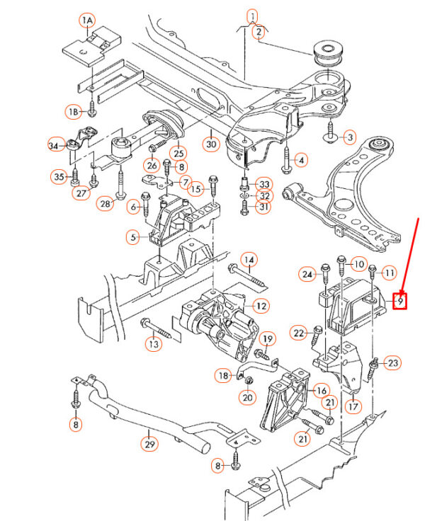 1J0199555AJ - NEW AUDI A3 8L LEFT GEARBOX MOUNTING 1J0199555AJ