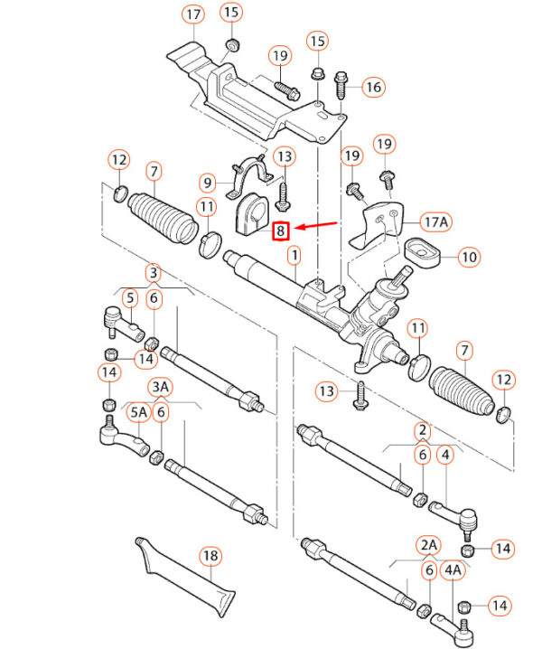1J0422884A - NEW AUDI TT 8N POWER STEERING TRACK ROD RUBBER BUSH 1J0422884A ORIGINAL