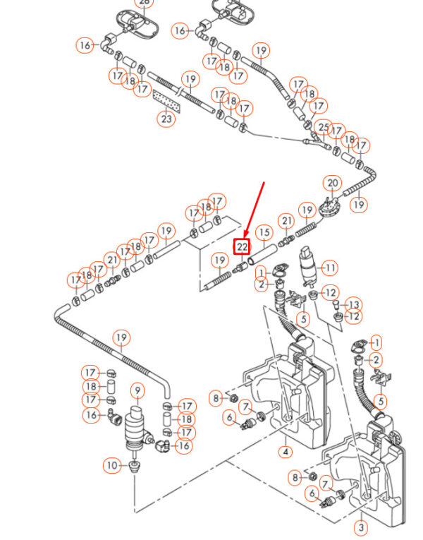 1J0955875P - NEW AUDI A1 MK1 WINDSHIELD WASHER HOSE COUPLING ELEMENT 1J0955875P ORIGINAL