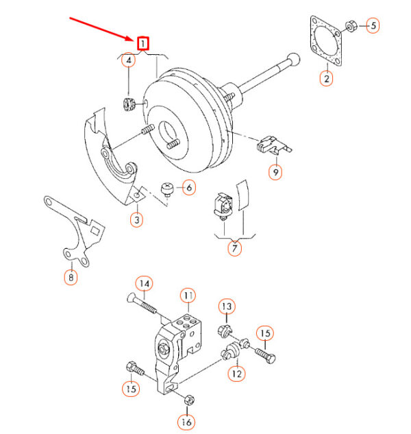 1J1614106E - AUDI A3 8L Brake Servo Booster LHD 1J1614106E ORIGINAL