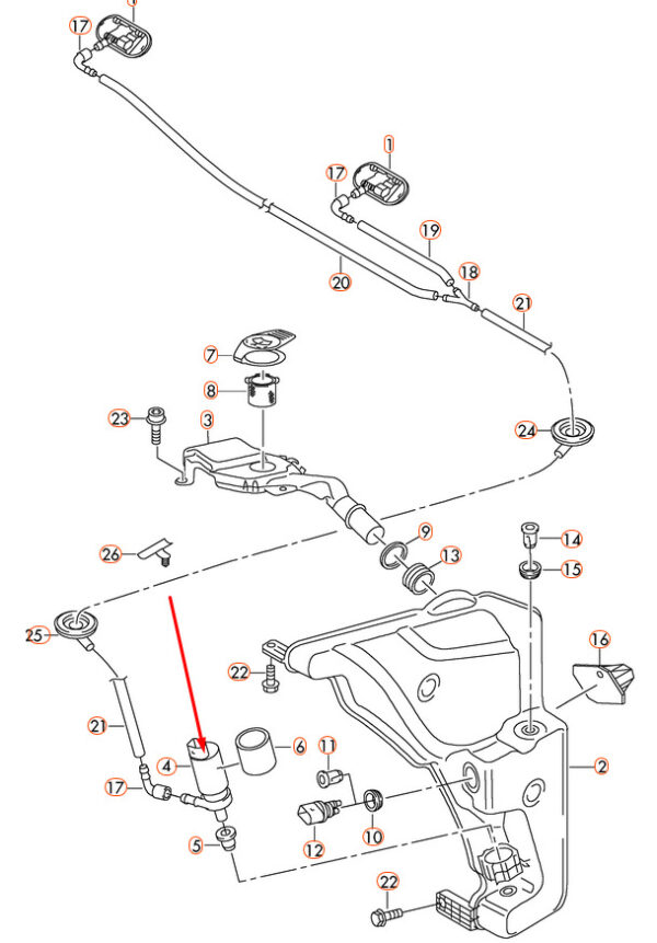 1K5955651 - NEW AUDI A6 C7 WINDSHIELD WASHER PUMP 1K5955651