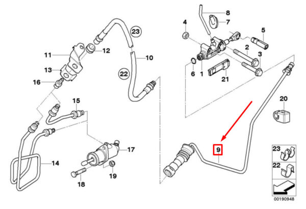 21526774278 - BMW Z4 Roadster E85 Clutch Control Pipe 21526774278 6774278 ORIGINAL