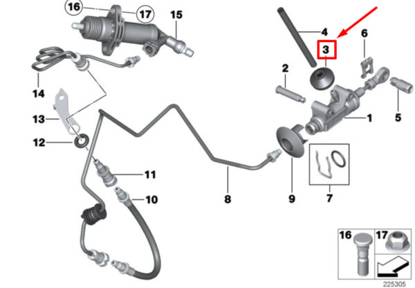 21526863043 - NEW BMW X3 F25 CLUTCH HOSE GROMMET 21526863043 6863043 ORIGINAL