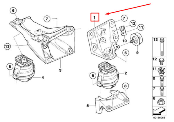 22116760317 - BMW 1 Coupe E82 Left Engine Supporting Bracket 22116760317 6760317 ORIGINAL