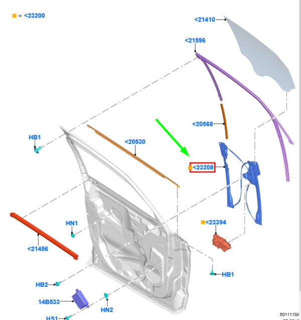 2345933 - FORD GALAXY MK3 Front Right Door Window Regulator 2345933 ORIGINAL