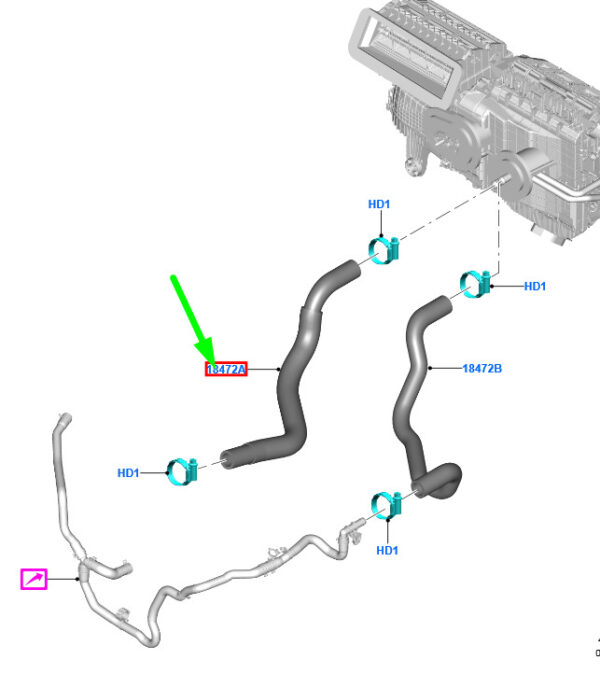 2356099 - FORD FOCUS MK4 Heater Water Hose 2356099 JX61-18D334-DD ORIGINAL