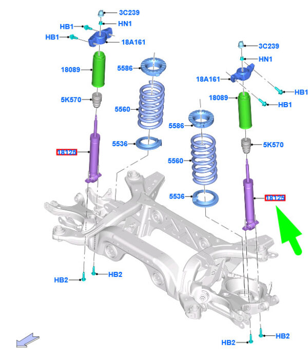 2400523 - FORD MUSTANG MK6 Rear Shock Absorber 2400523 JR3C-18080-AC ORIGINAL