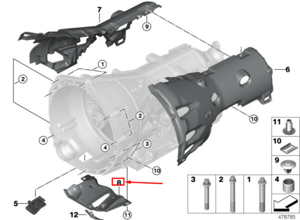 24008612330 - BMW 3 G20 Bottom Gearbox Acoustic Capsule 24008612330 ORIGINAL