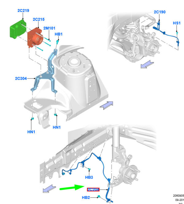 2433653 - FORD MUSTANG MK6 Front Right ABS Sensor 2433653 ORIGINAL