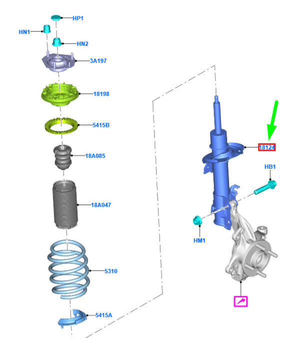 2466018 - FORD PUMA MK2 Front Right Shock Absorber 2466018 L1TC-18045-CE ORIGINAL
