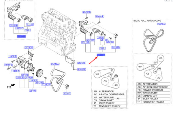 252802G506 - HYUNDAI SANTA FÉ MK3 DM Tensioner Assy 252802G506 ORIGINAL