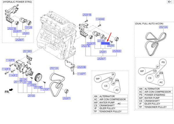 252852G000 - HYUNDAI SANTA FÉ MK3 DM Belt Tensioner Dust Cap 252852G000 ORIGINAL