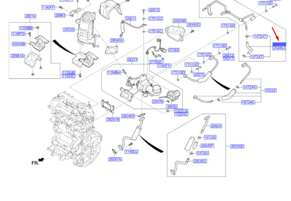 2547504200 - HYUNDAI KONA MK1 Turbo Water Pipe Hose 2547504200 ORIGINAL