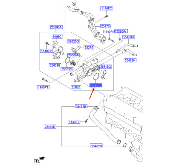 256412G500 - HYUNDAI SANTA FÉ MK3 DM Thermostat Housing Gasket 256412G500 ORIGINAL