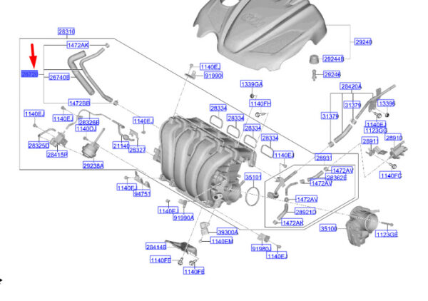 267202G000 - HYUNDAI SANTA FÉ MK3 DM PCV Hose 267202G000 ORIGINAL