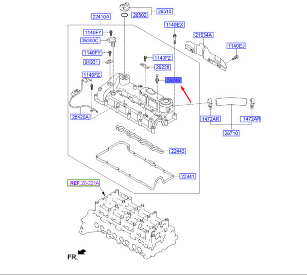 292462F010 - HYUNDAI SANTA FÉ MK3 DM Rocker Cover Bolt 292462F010 ORIGINAL