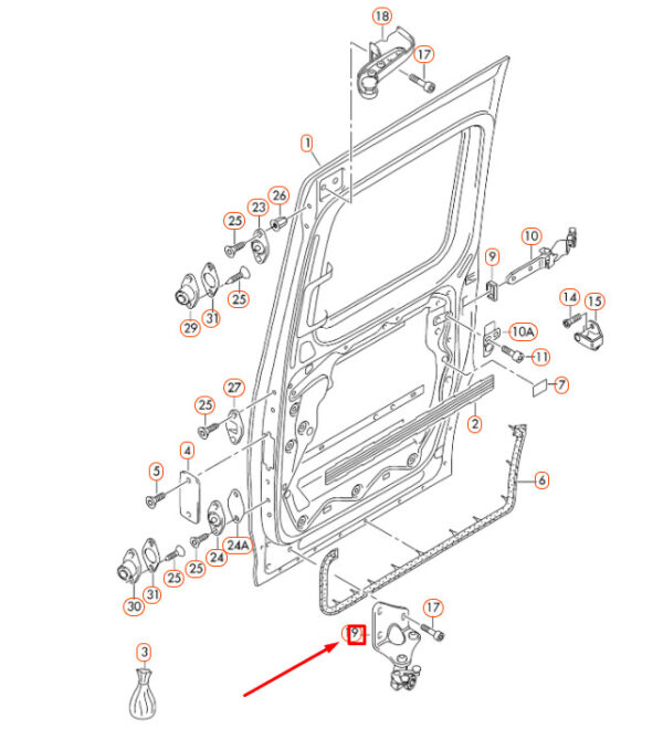 2K0843398B - NEW VW CADDY 2K RIGHT SLIDING DOOR LOWER ROLLER GUIDE 2K0843398B