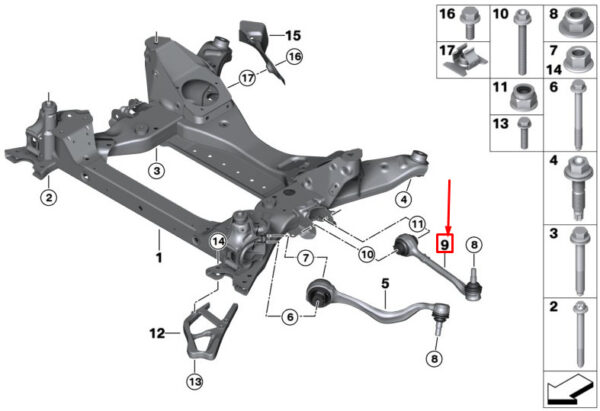 31106870972 - BMW X3 G01 Front Right Lower Control Arm 31106870972 ORIGINAL