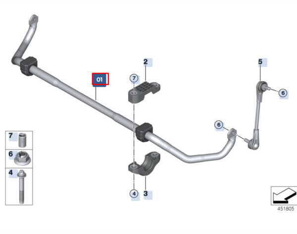 31306873462 - BMW 5 G30 Front Anti-Roll Sway Bar 31306873462 6873462 ORIGINAL