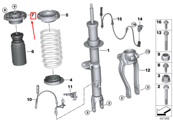 31306882571 - BMW 5 Touring G31 Front Spring Strut Guide Support 31306882571 ORIGINAL