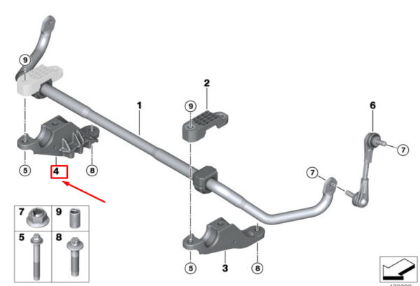 31306884012 - BMW 5 Touring G31 Front Right Stabilizer Bar Bracket 31306884012 ORIGINAL