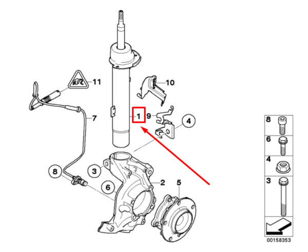 31316786032 - BMW 1 Cabrio E88 Front Right Shock Absorber 6786032 31316786032 ORIGINAL