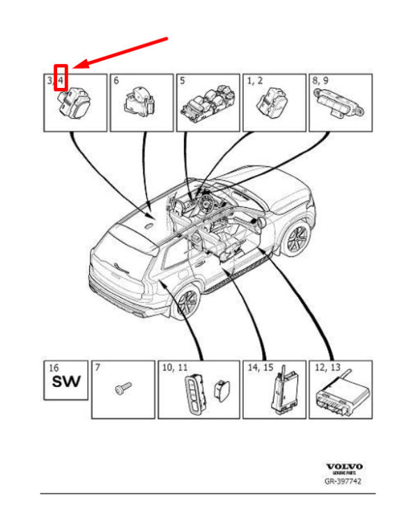 31412152 - VOLVO S90 MK2 Central Locking Switch 31412152 ORIGINAL