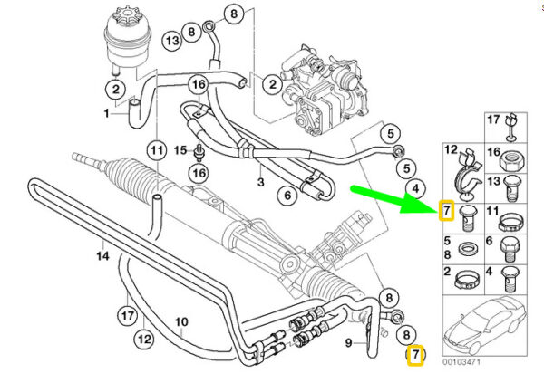 32416852470 - NEW BMW 3 E46 POWER STEERING HOSE HOLLOW BOLT 32416852470 ORIGINAL