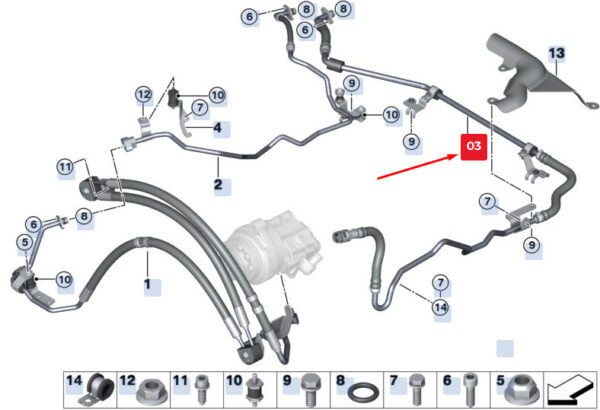32416855259 - BMW X5 F15 Power Steering Return Pipe 32416855259 6855259 ORIGINAL