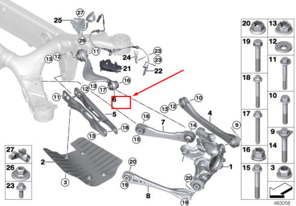 33306871012 - BMW X3 G01 Rear Right Wishbone With Rubber Mount 33306871012 ORIGINAL