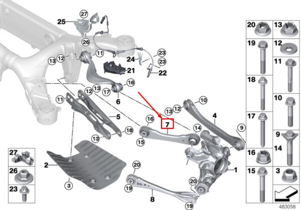 33306871497 - BMW X3 G01 Rear Left Guiding Suspension Link 33306871497 ORIGINAL