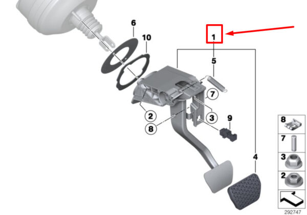 35006876797 - BMW 2 Coupe F22 Complete Brake Pedal Assembly 6876797 35006876797 ORIGINAL