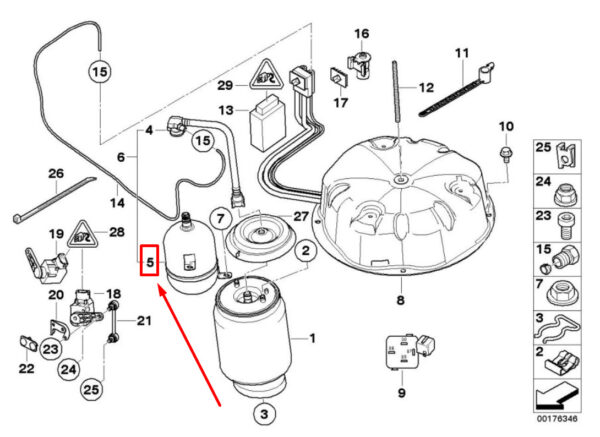 37126755022 - BMW X5 E53 Rear Right Air Ride Reservoir 37126755022 6755022 ORIGINAL