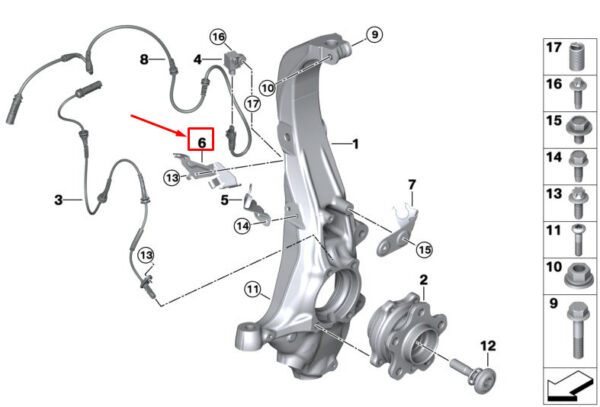 37146878955 - BMW X5 G05 Front Left Acceleration Sensor Holder 37146878955 ORIGINAL