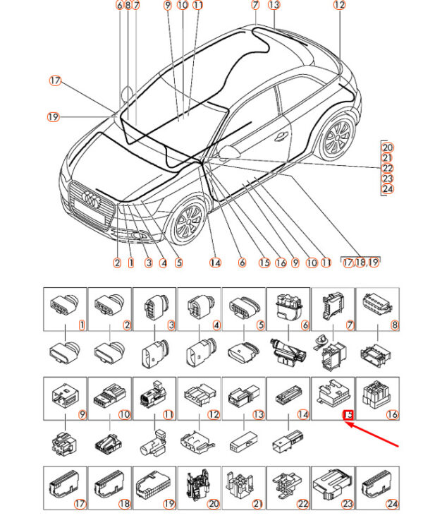 3A0972695A - NEW AUDI A1 MK1 DIAGNOSTIC PLUG FLAT CONTACT HOUSING 16 PIN 3A0972695A ORIGINAL