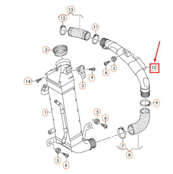 3AA145840A - NEW VOLKSWAGEN PASSAT B8 CHARGE AIR COOLER PRESSURE PIPE 3AA145840A ORIGINAL