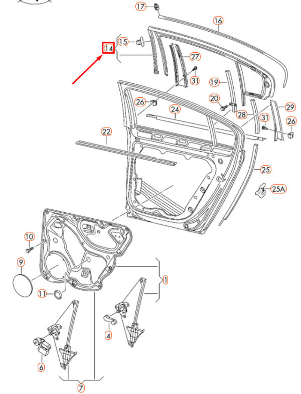 3AE839432D5AP - NEW VOLKSWAGEN PASSAT B7 REAR RIGHT SIDE WINDOW GUIDE 3AE839432D5AP ORIGINAL