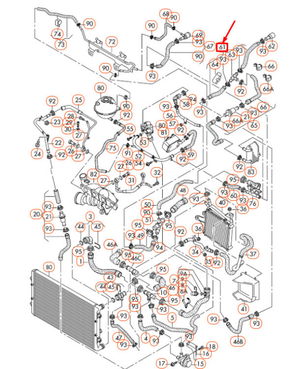 3C0121156AA - Volkswagen PASSAT B6 HVAC Heater Hose 3C0121156AA ORIGINAL